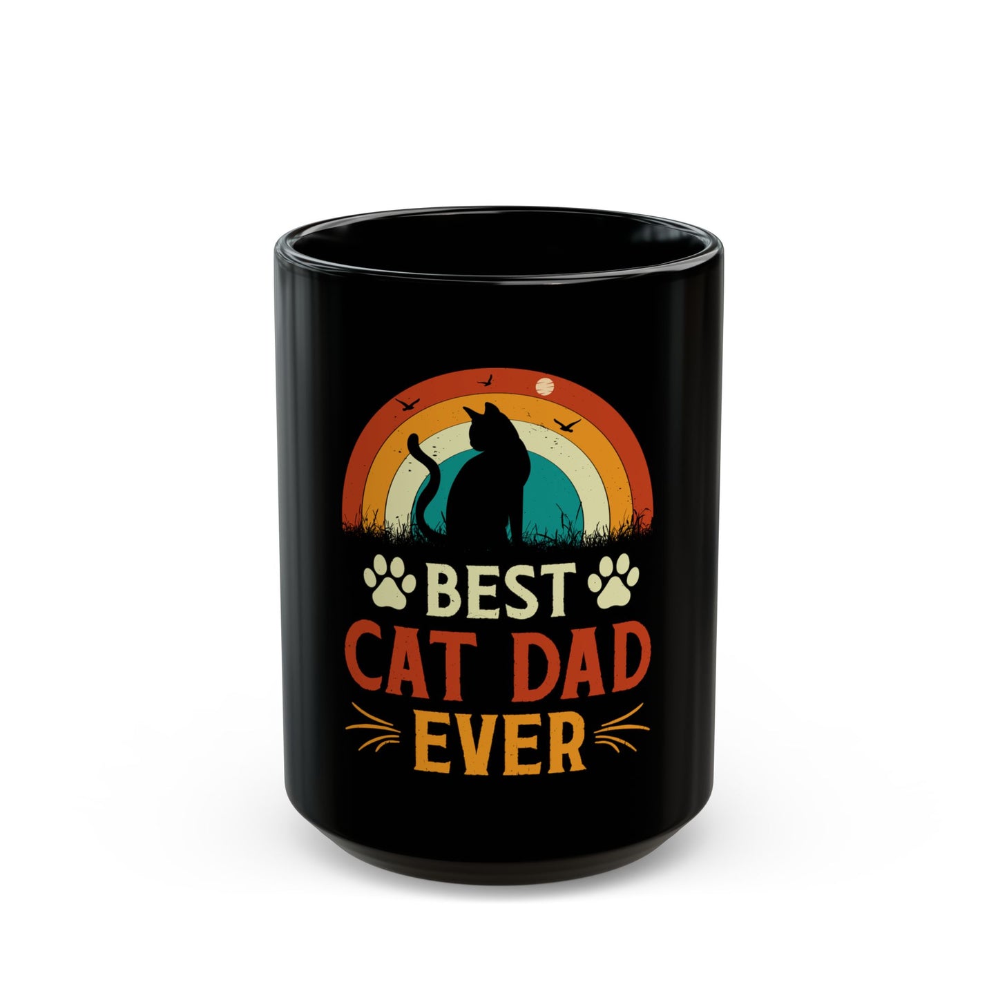 Best Cat Dad Ever Black Coffee Mug