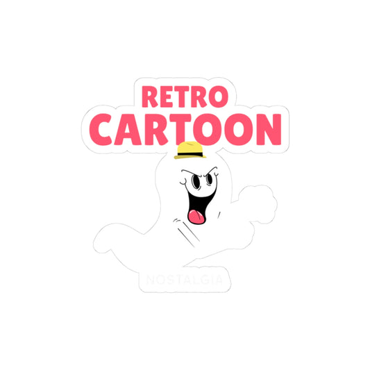 Retro Cartoon Ghost kiss-cut vinyl sticker with retro design