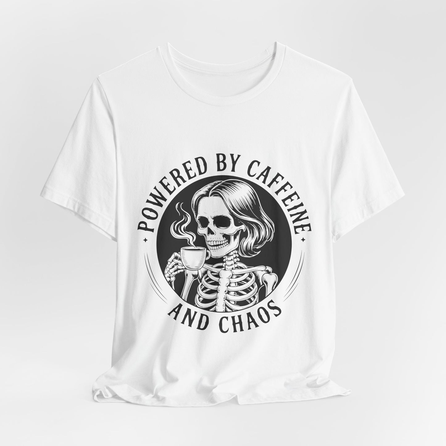 Powered by Caffeine and Chaos Skeleton Tee