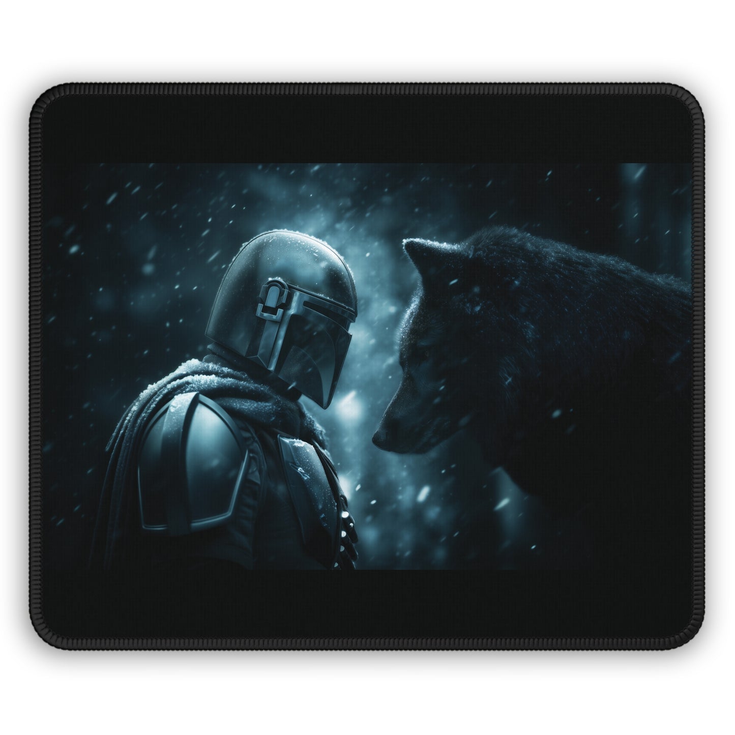 Galactic Hunter & Wolf Mouse Pad | Cinematic Sci-Fi Desk Mat | Gamer Setup Upgrade