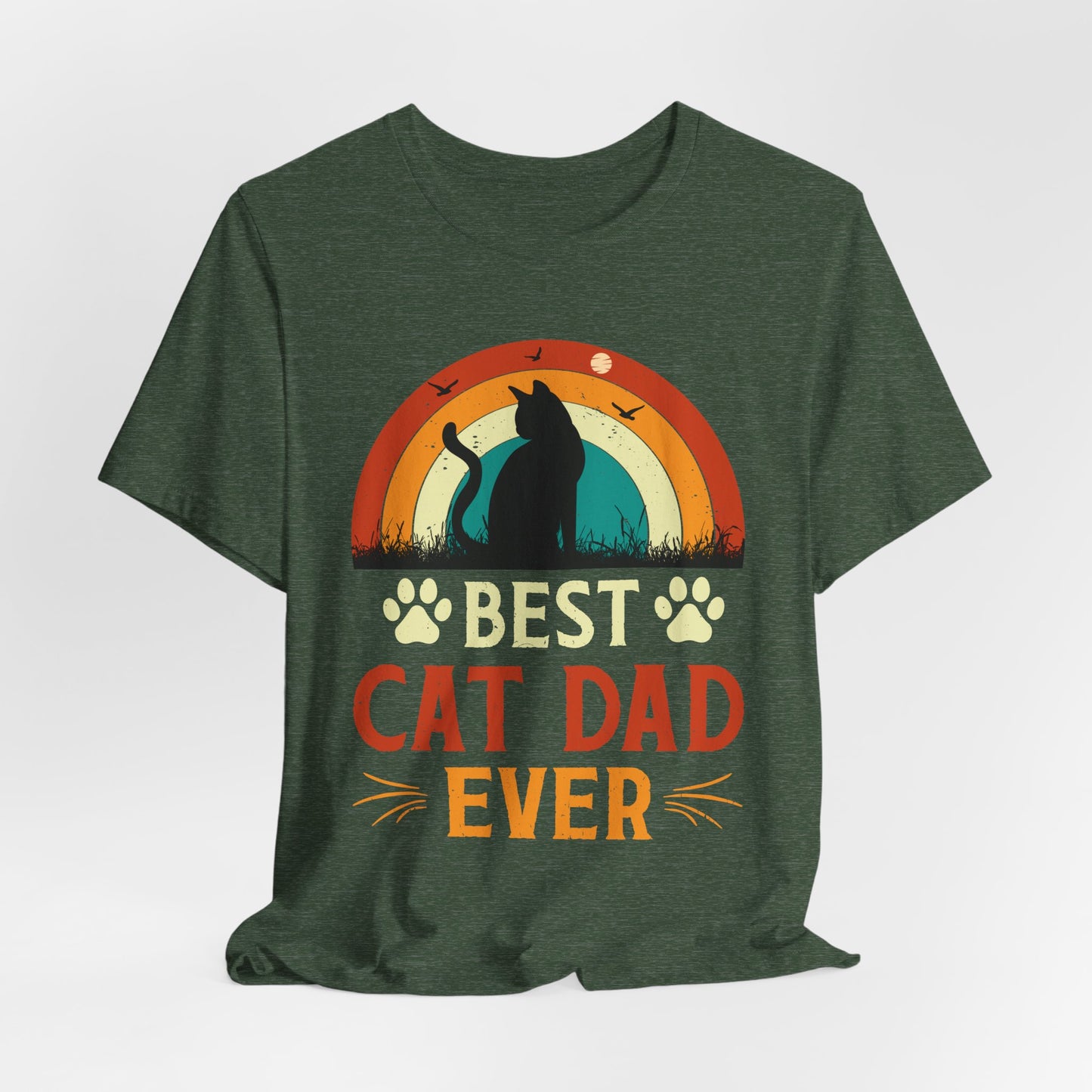 Best Cat Dad Ever Retro Sunset Tee