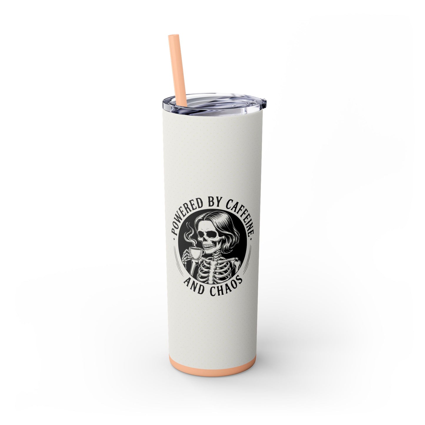 Powered by Caffeine and Chaos 20oz Skinny Tumbler