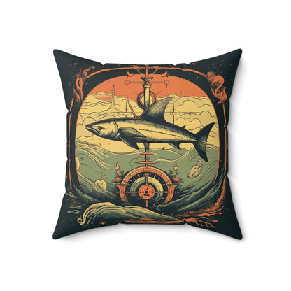 Shark Compass Throw Pillow