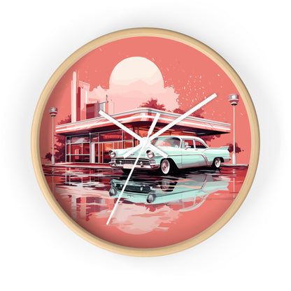 Chrome & Neon Diner Wall Clock