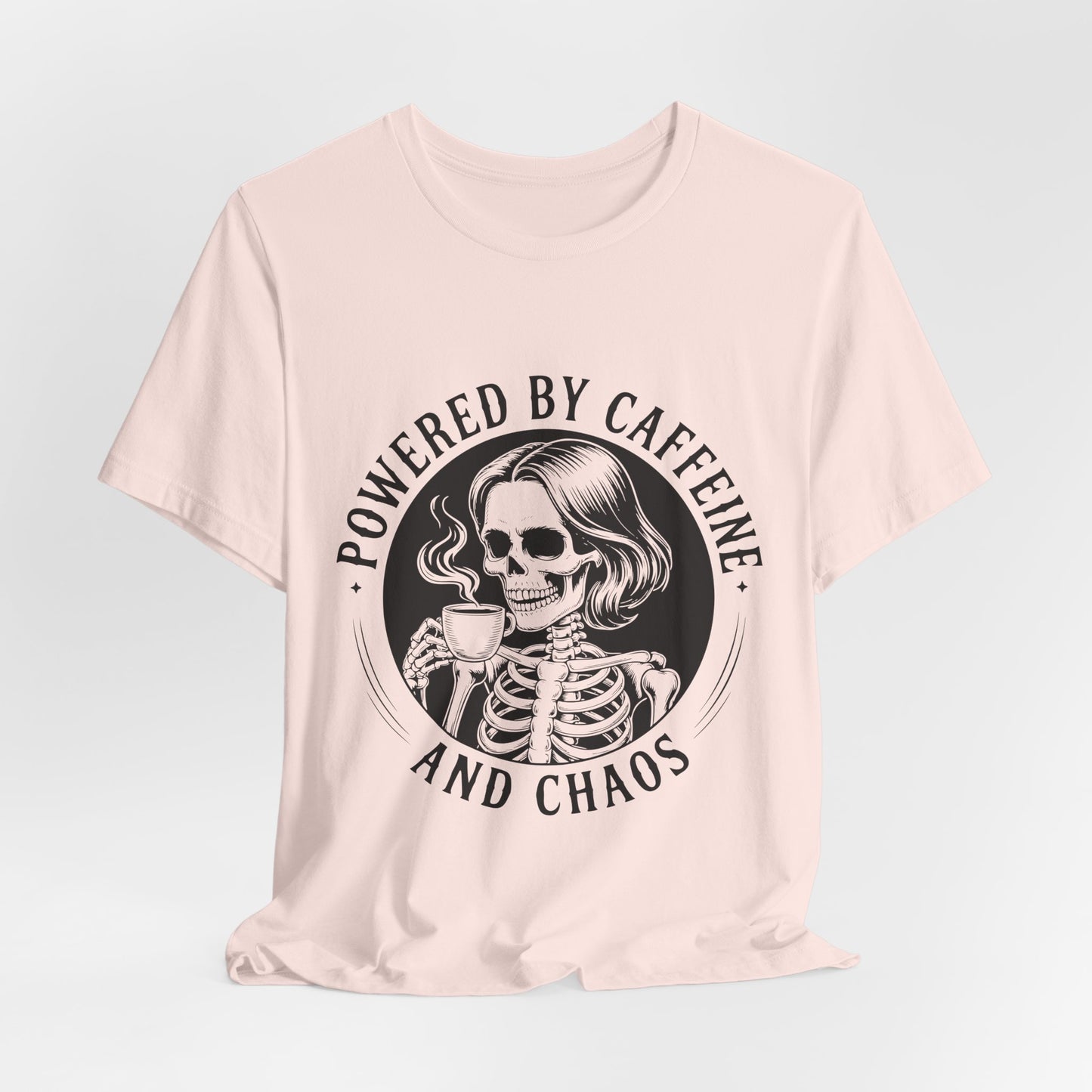 Powered by Caffeine and Chaos Skeleton Tee
