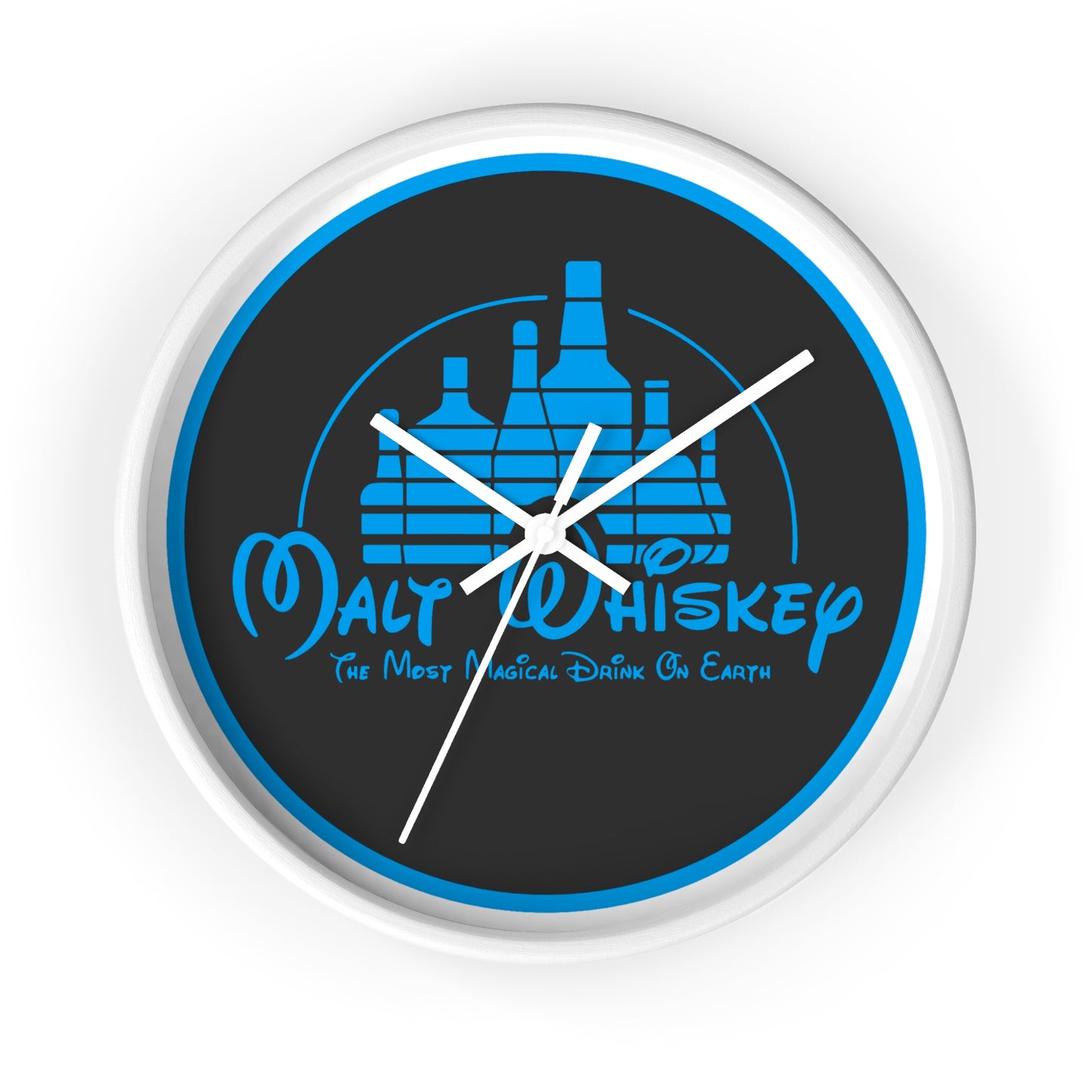 Malt Whiskey Bottles Wall Clock | Blue Logo Liquor Bar Decor