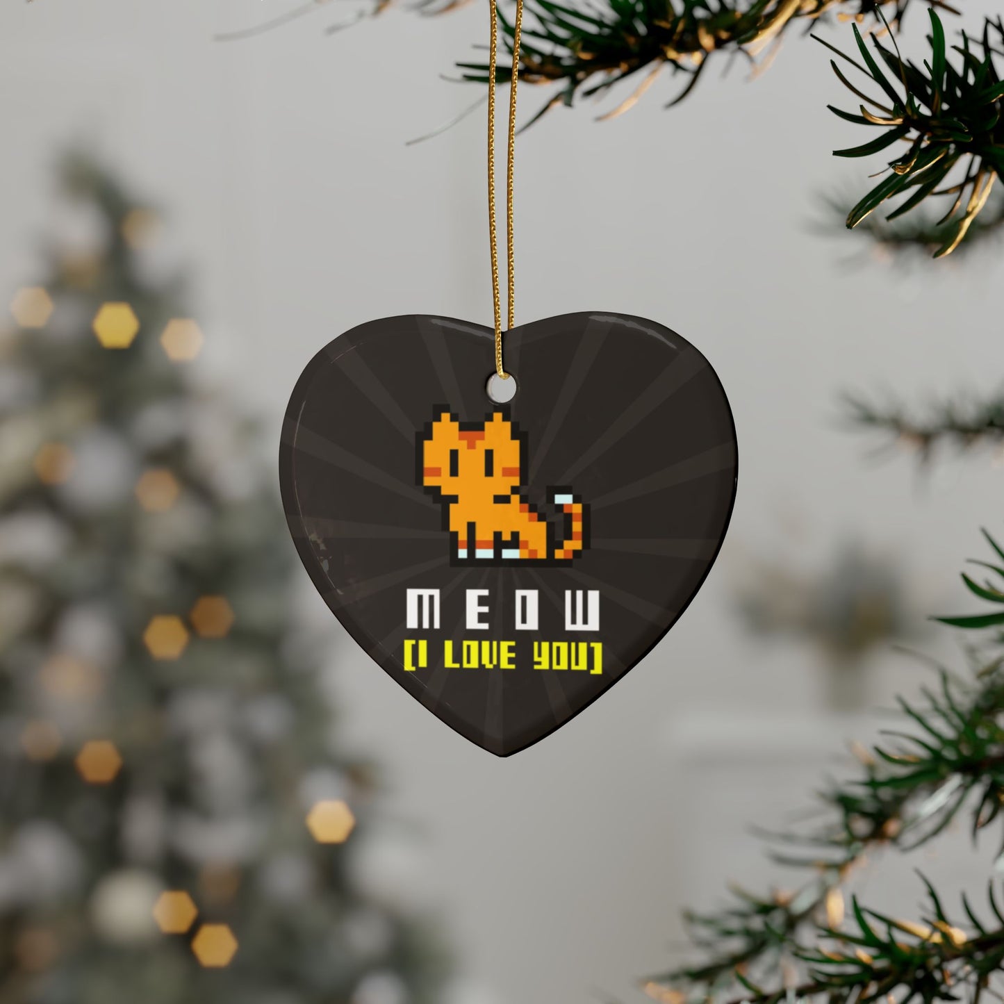 MEOW (I Love You) Ceramic Ornament
