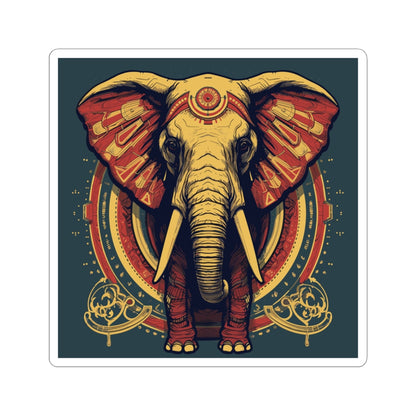 Circus Royale retro vintage art square vinyl sticker with vintage circus elephant design