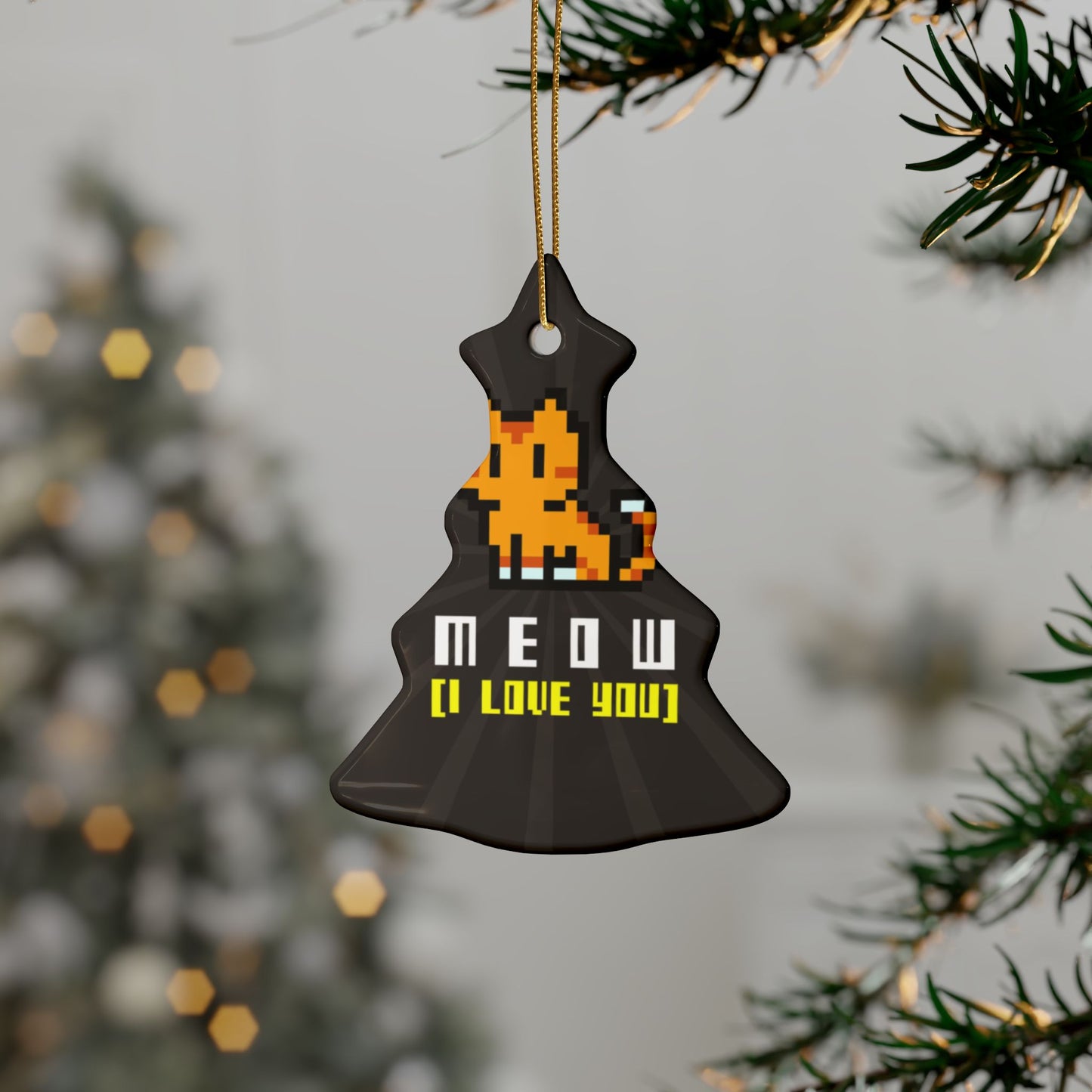 MEOW (I Love You) Ceramic Ornament