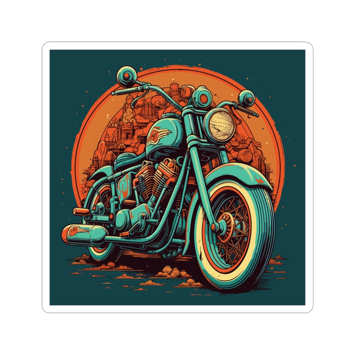 Classic Motorcycle Sunset Sticker