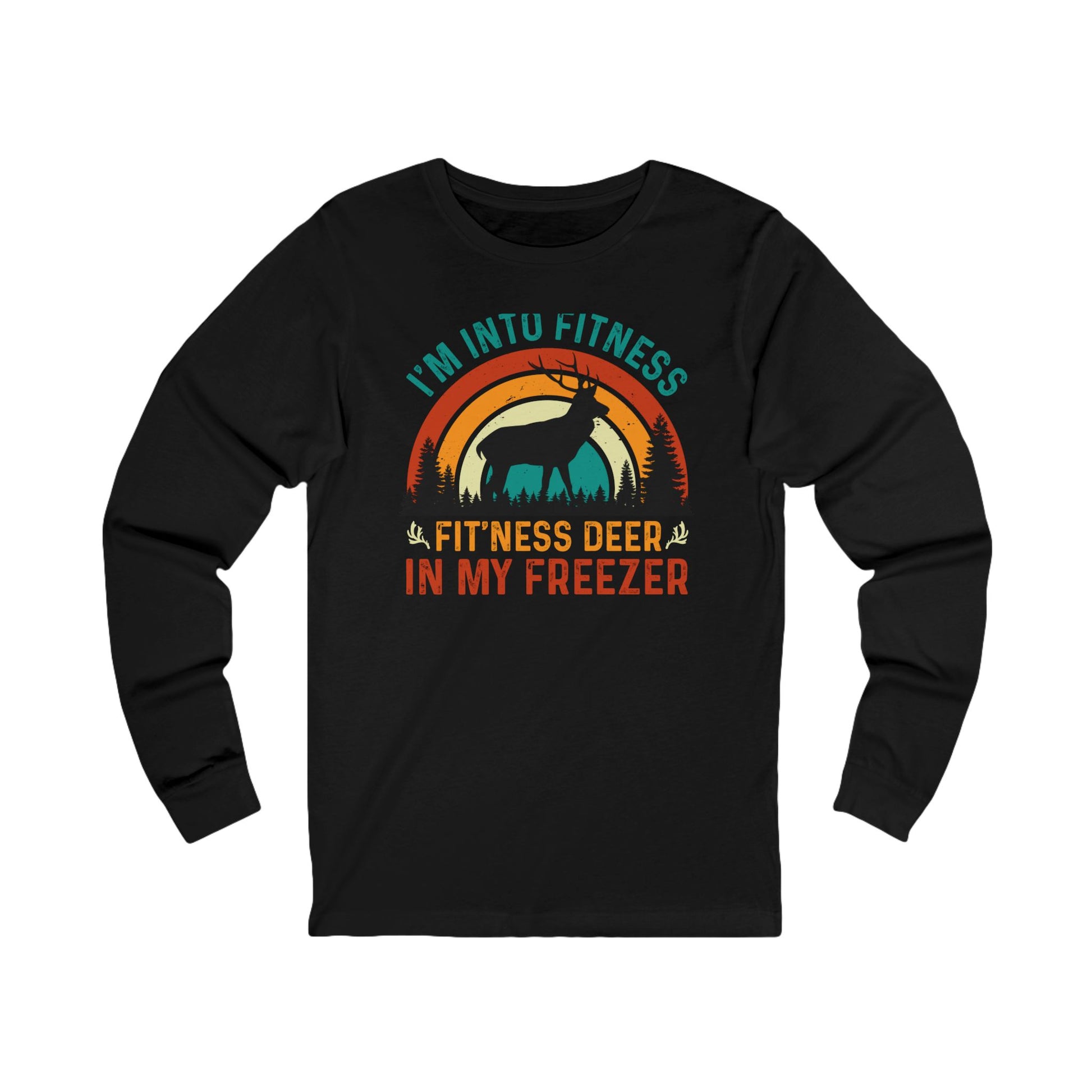 Fitness Deer In My Freezer long sleeve tee with retro print