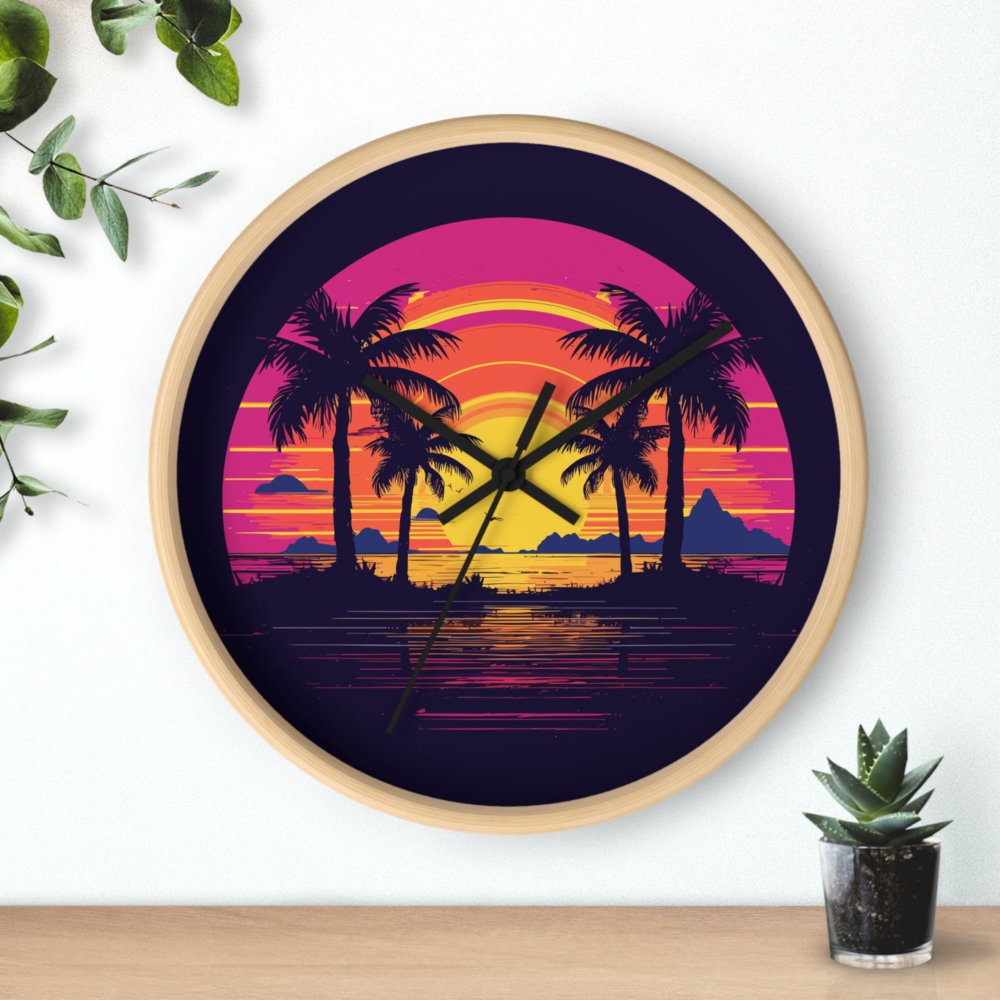 Neon Lagoon Wall Clock