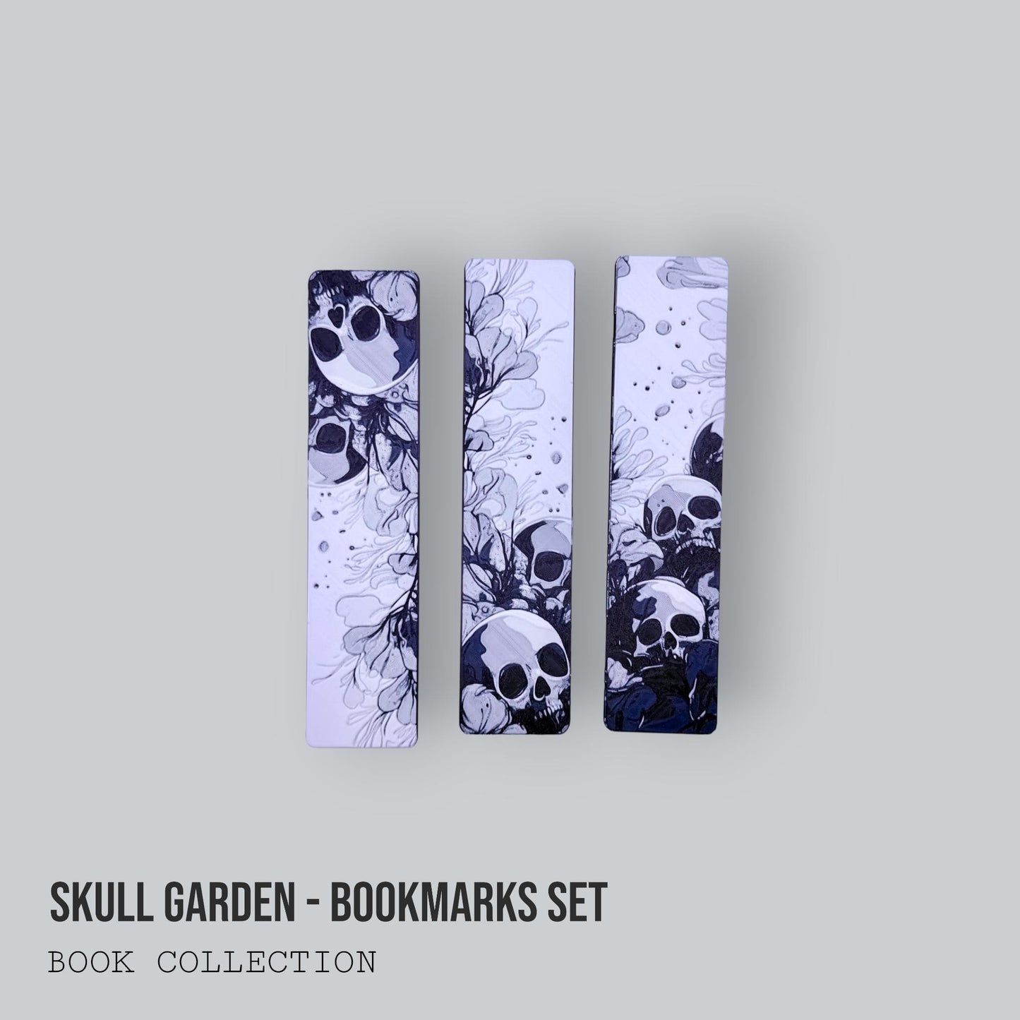 Bookmark Collection – Skull Garden Set, Skullture, Nightpetal, Great Wave – Gothic & Artistic Bookmarks with Tassels