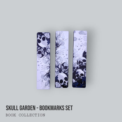 Bookmark Collection – Skull Garden Set, Skullture, Nightpetal, Great Wave – Gothic & Artistic Bookmarks with Tassels