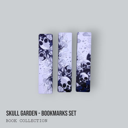 Bookmark Collection – Skull Garden Set, Skullture, Nightpetal, Great Wave – Gothic & Artistic Bookmarks with Tassels