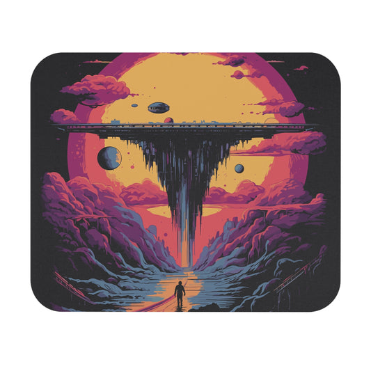 The Abduction retro vintage art mouse pad with ufo abduction design