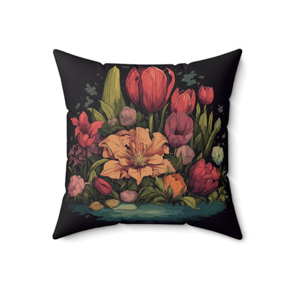 Tulip Garden Throw Pillow