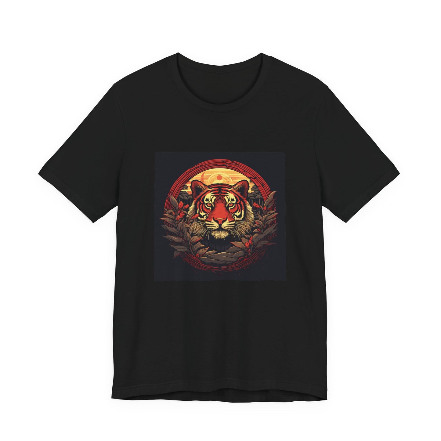Tiger Wreath retro vintage art unisex t-shirt with vintage tiger design