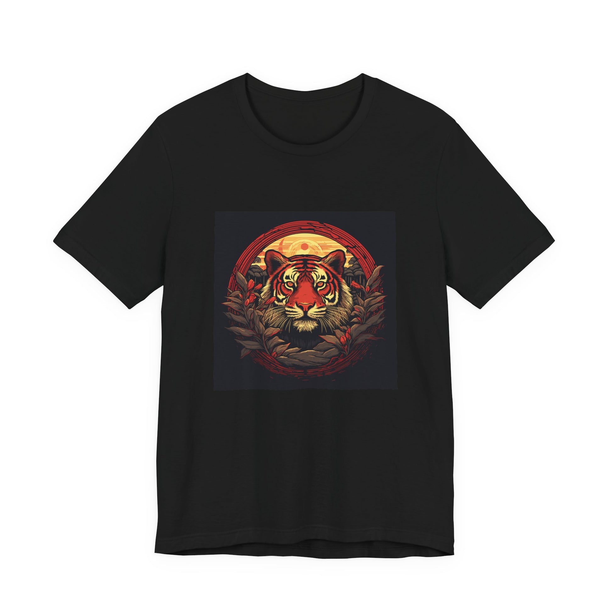 Tiger Wreath retro vintage art unisex t-shirt with vintage tiger design