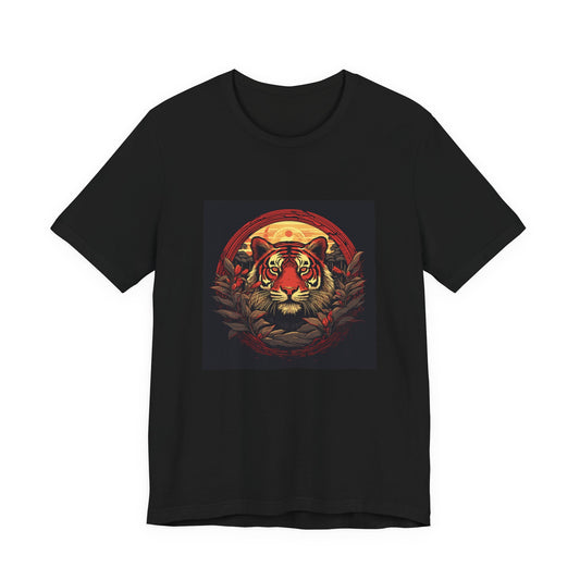 Tiger Wreath retro vintage art unisex t-shirt with vintage tiger design