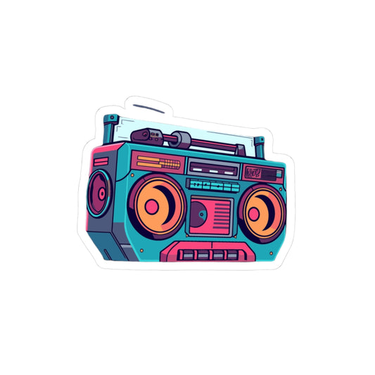 Retro Boombox kiss-cut vinyl sticker with retro design