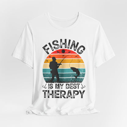 Fishing Is My Best Therapy Retro Sunset Tee