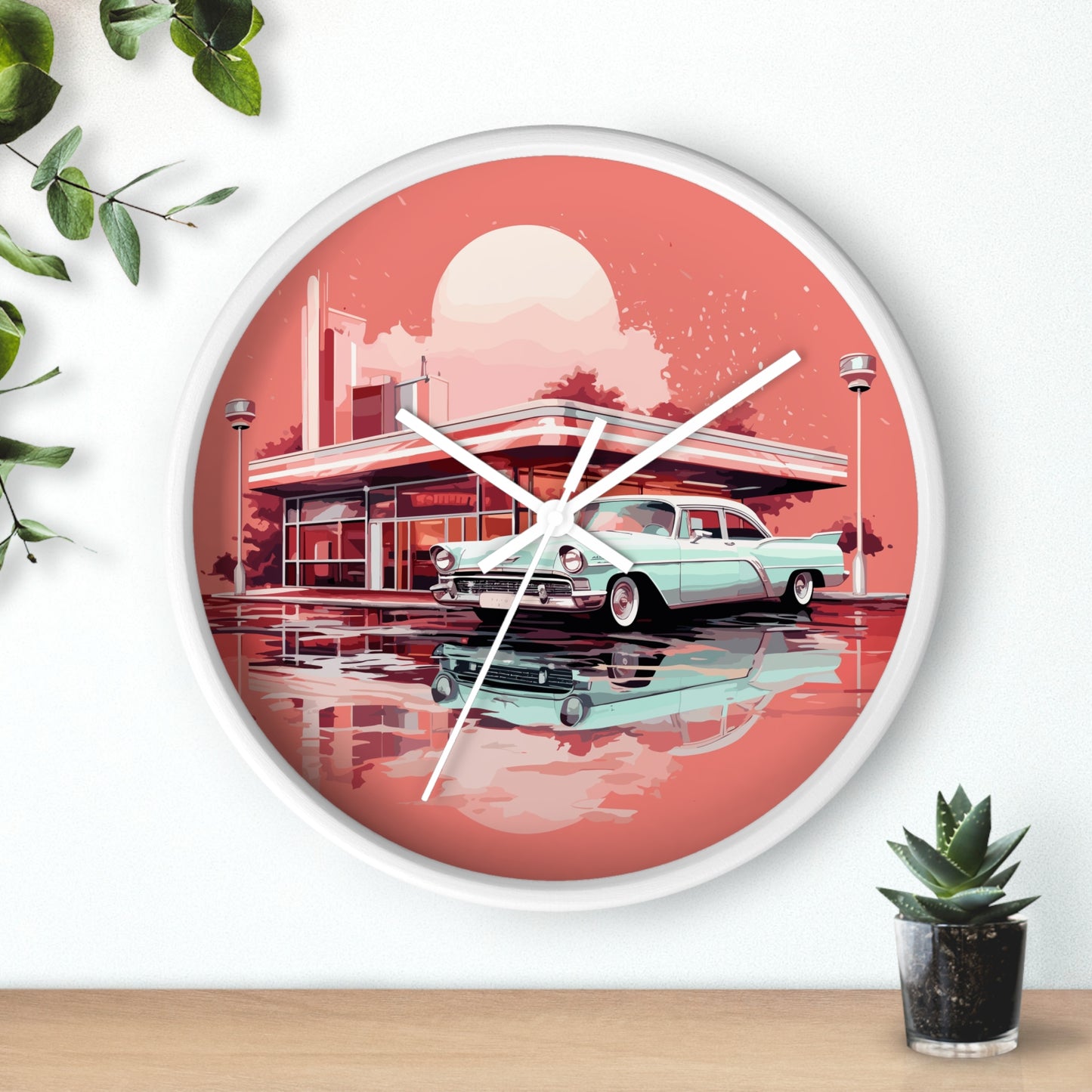 Chrome & Neon Diner Wall Clock