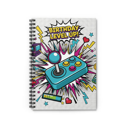 Birthday Level Up! Arcade Joystick Spiral Notebook | Ruled Journal