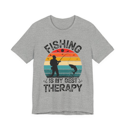 Fishing Is My Best Therapy Retro Sunset Tee