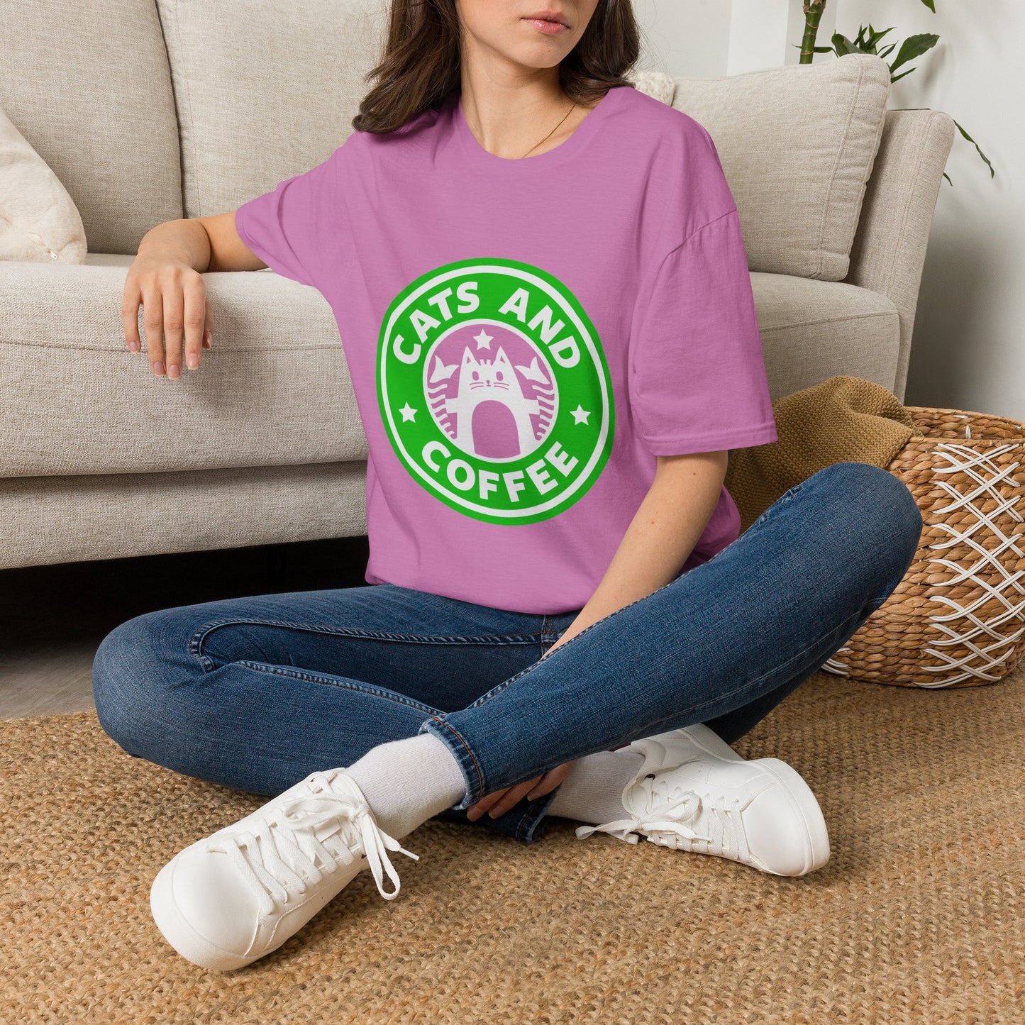 Cats And Coffee Retro Café Tee