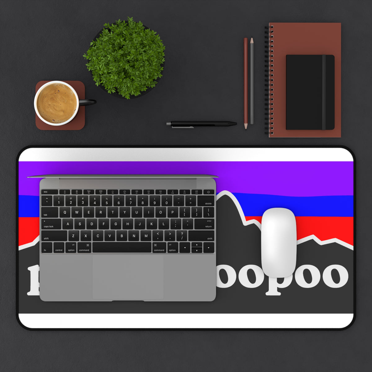PeePeePooPoo Funny Desk Mat | Gamer Mouse Pad | Parody Outdoor Style Desk Pad | Gaming Setup Desk Mat