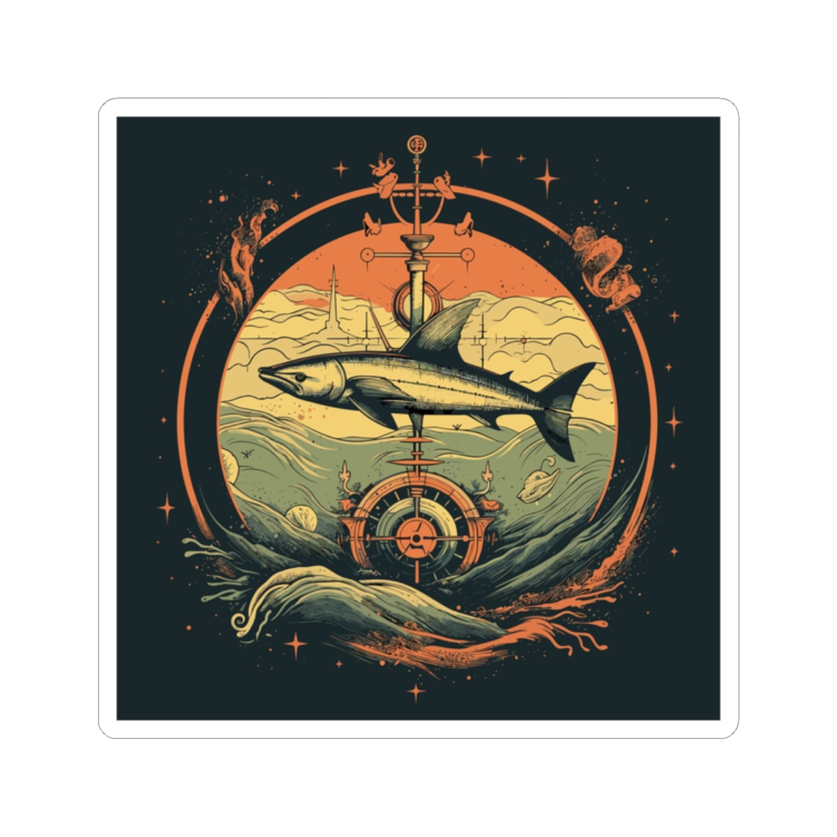 Shark Compass Sticker