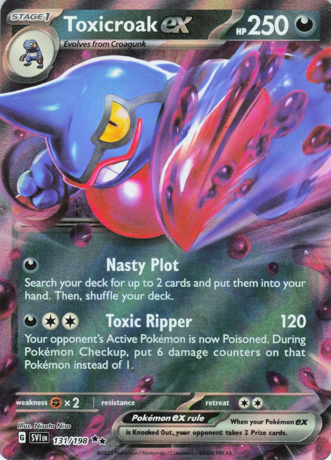 2023 POKEMON TOXICROAK EX 131/198 DOUBLE RARE SCARLET & VIOLET HOLO NEAR MINT