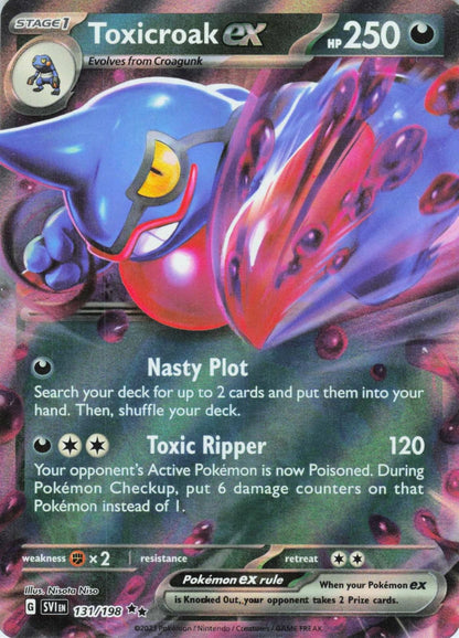 2023 POKEMON TOXICROAK EX 131/198 DOUBLE RARE SCARLET & VIOLET HOLO NEAR MINT