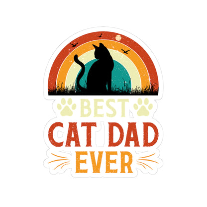 Best Cat Dad Ever kiss-cut vinyl sticker with retro design