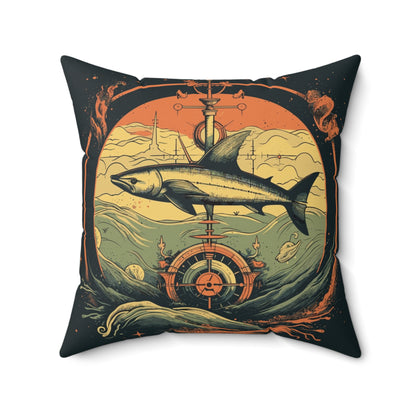 Shark Compass Throw Pillow