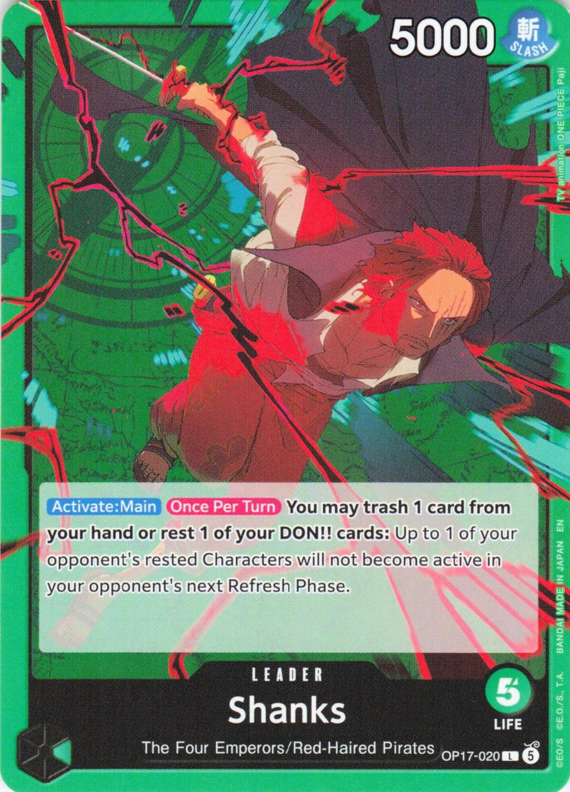2026 ONE PIECE SHANKS (020) OP17-020 LEADER THE WORLD'S STRONGEST WARRIORS NM