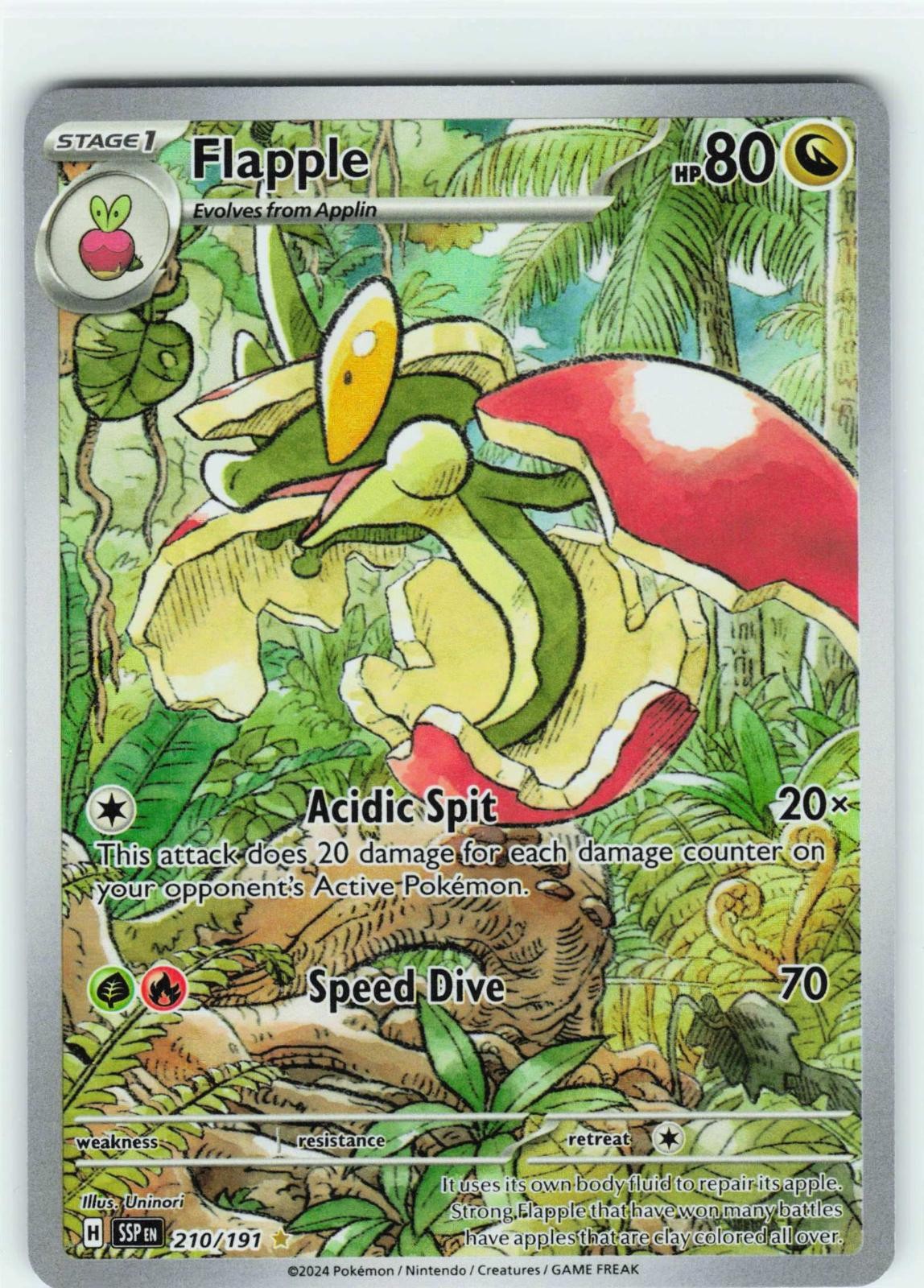 2024 POKEMON FLAPPLE 210/191 ILLUSTRATION RARE SURGING SPARKS HOLO NEAR MINT