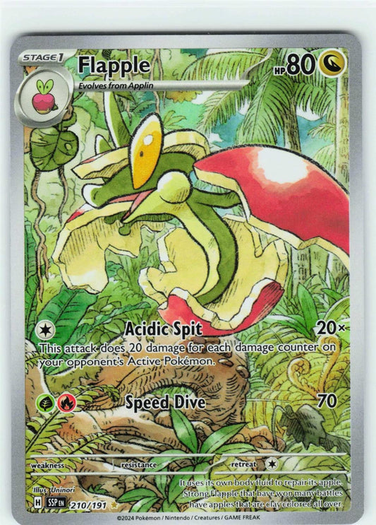 2024 POKEMON FLAPPLE 210/191 ILLUSTRATION RARE SURGING SPARKS HOLO NEAR MINT