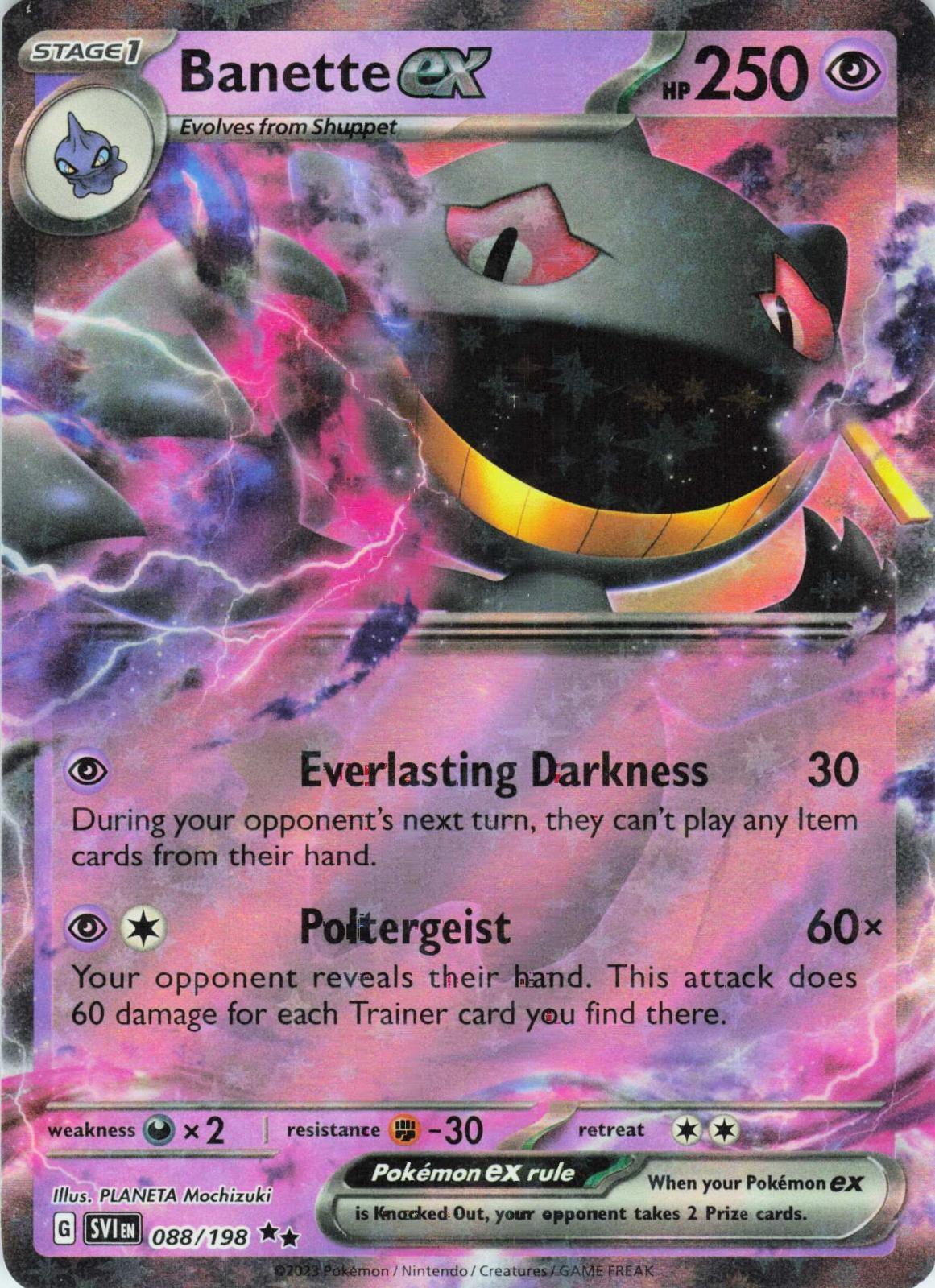 2023 POKEMON BANETTE EX 088/198 DOUBLE RARE SCARLET & VIOLET HOLO NEAR MINT