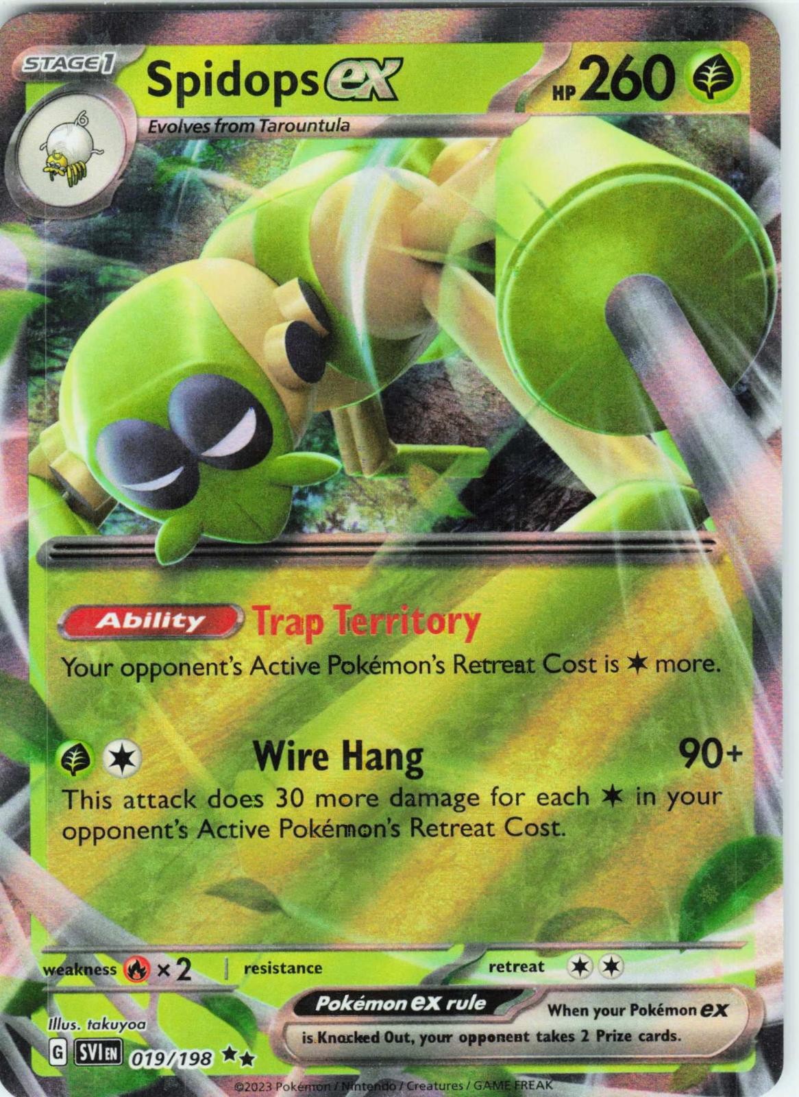 2023 POKEMON SPIDOPS EX 019/198 DOUBLE RARE SCARLET & VIOLET HOLO NEAR MINT