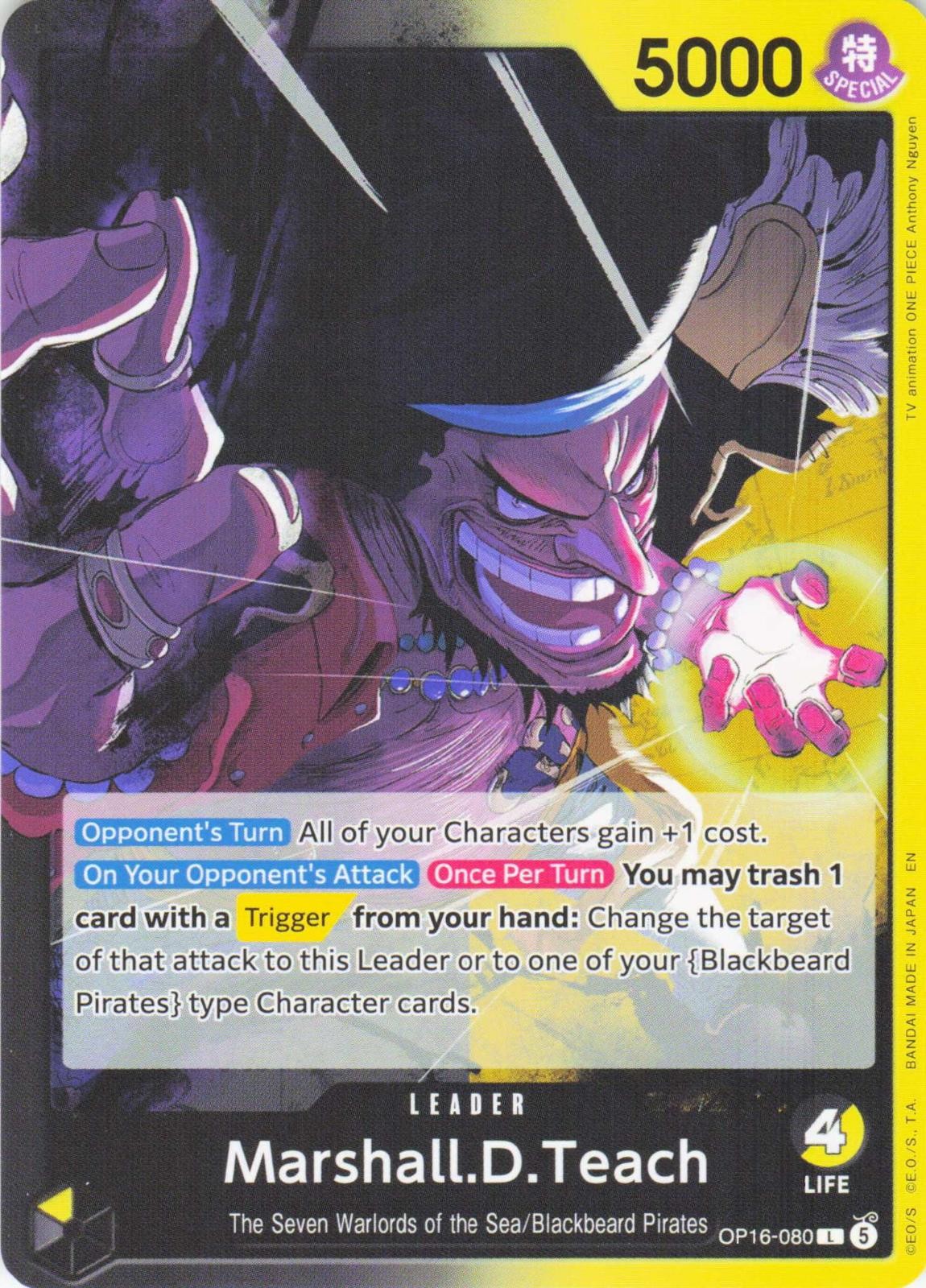 2026 ONE PIECE MARSHALL.D.TEACH (080) OP16-080 LEADER THE TIME OF BATTLE NM