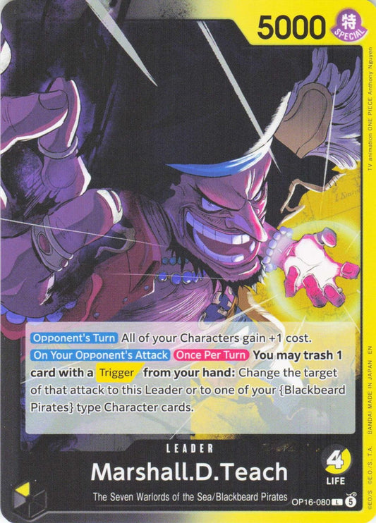2026 ONE PIECE MARSHALL.D.TEACH (080) OP16-080 LEADER THE TIME OF BATTLE NM