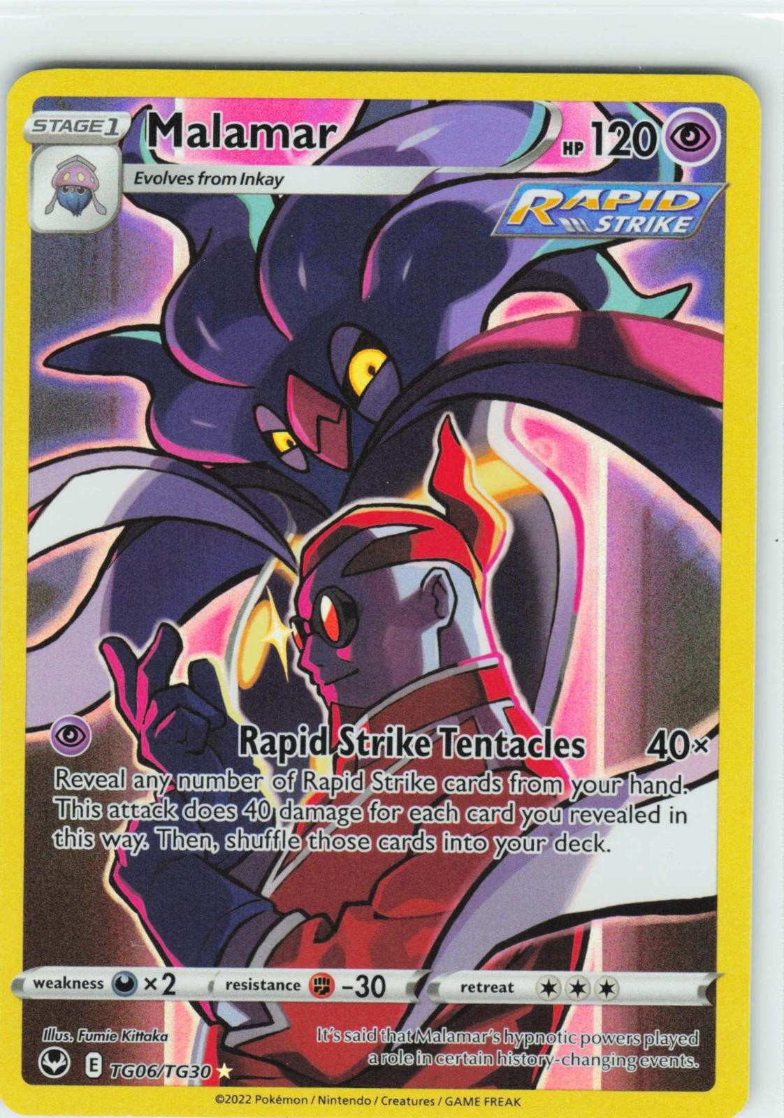 POKEMON MALAMAR TG06/TG30 HOLO SILVER TEMPEST TRAINER GALLERY NM
