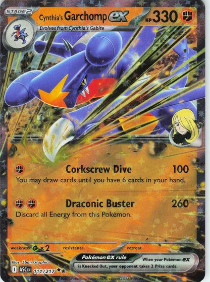 2026 POKEMON CYNTHIA'S GARCHOMP EX 111/217 DOUBLE RARE ASCENDED HEROES HOLO NM
