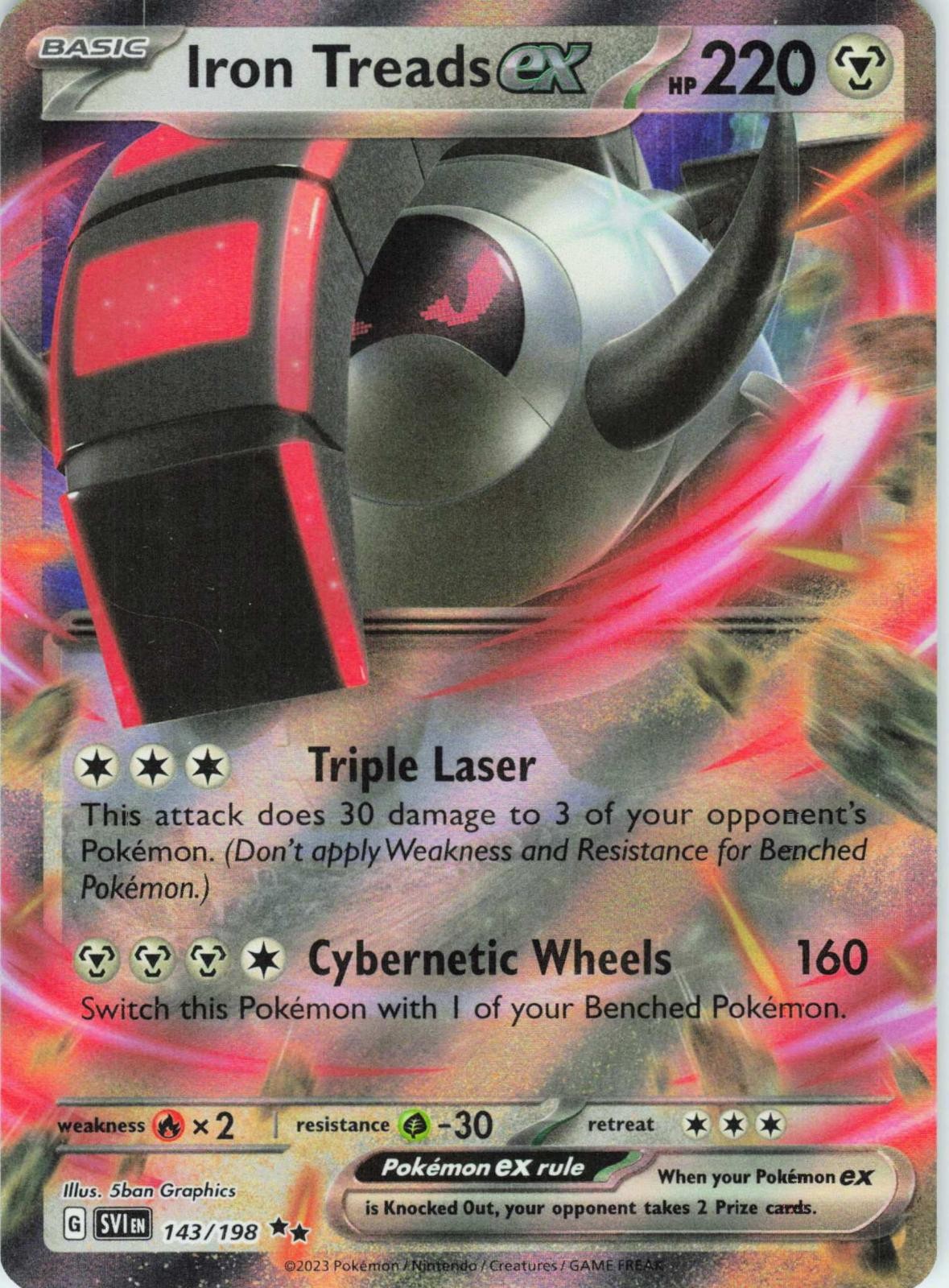 2023 POKEMON IRON TREADS EX 143/198 DOUBLE RARE SCARLET & VIOLET HOLO NEAR MINT