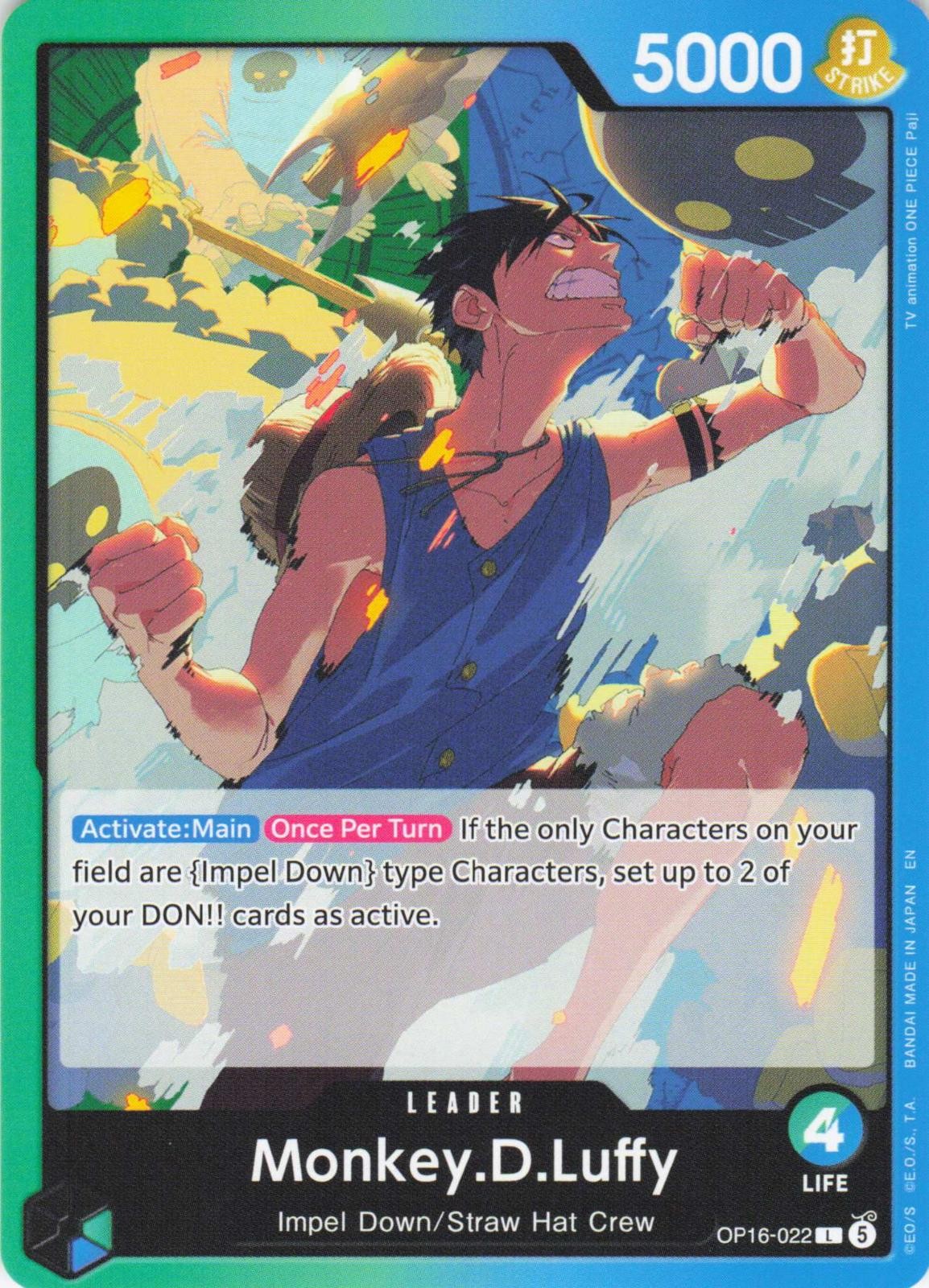 2026 ONE PIECE MONKEY.D.LUFFY (022) OP16-022 LEADER THE TIME OF BATTLE NEAR MINT