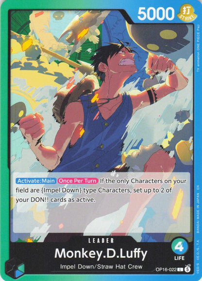 2026 ONE PIECE MONKEY.D.LUFFY (022) OP16-022 LEADER THE TIME OF BATTLE NEAR MINT