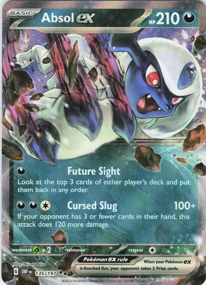 2023 POKEMON ABSOL EX 135/197 DOUBLE RARE OBSIDIAN FLAMES HOLO NEAR MINT