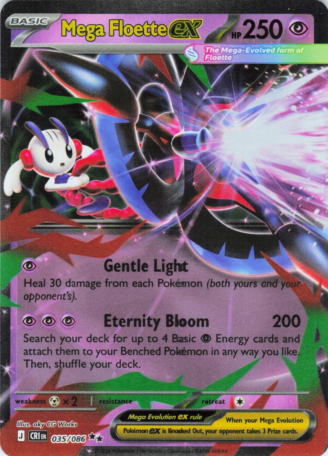2026 POKEMON MEGA FLOETTE EX 035/086 DOUBLE RARE CHAOS RISING HOLO NEAR MINT